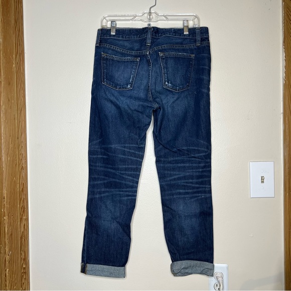 J.Crew Broken In Boyfriend Distressed 27 Jeans Cuffed Holes Dark Wash - Picture 6 of 7